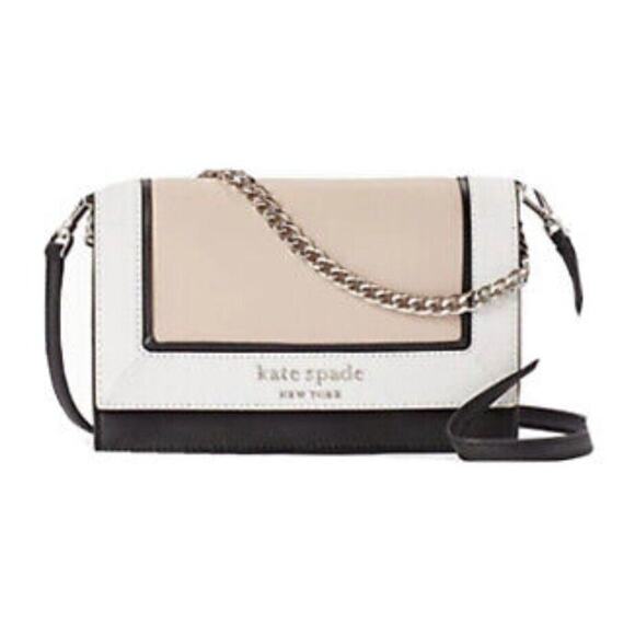 Kate Spade Cameron Crossbody Spectator Beige Cream Black 9 X 6.5 Inch Designer